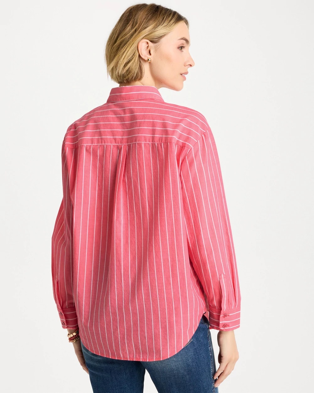 Chico's Outlet - Cotton Voile Collared Striped Shirt