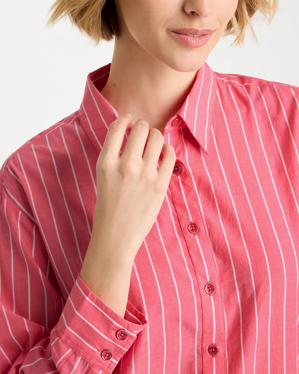 Chico's Outlet - Cotton Voile Collared Striped Shirt