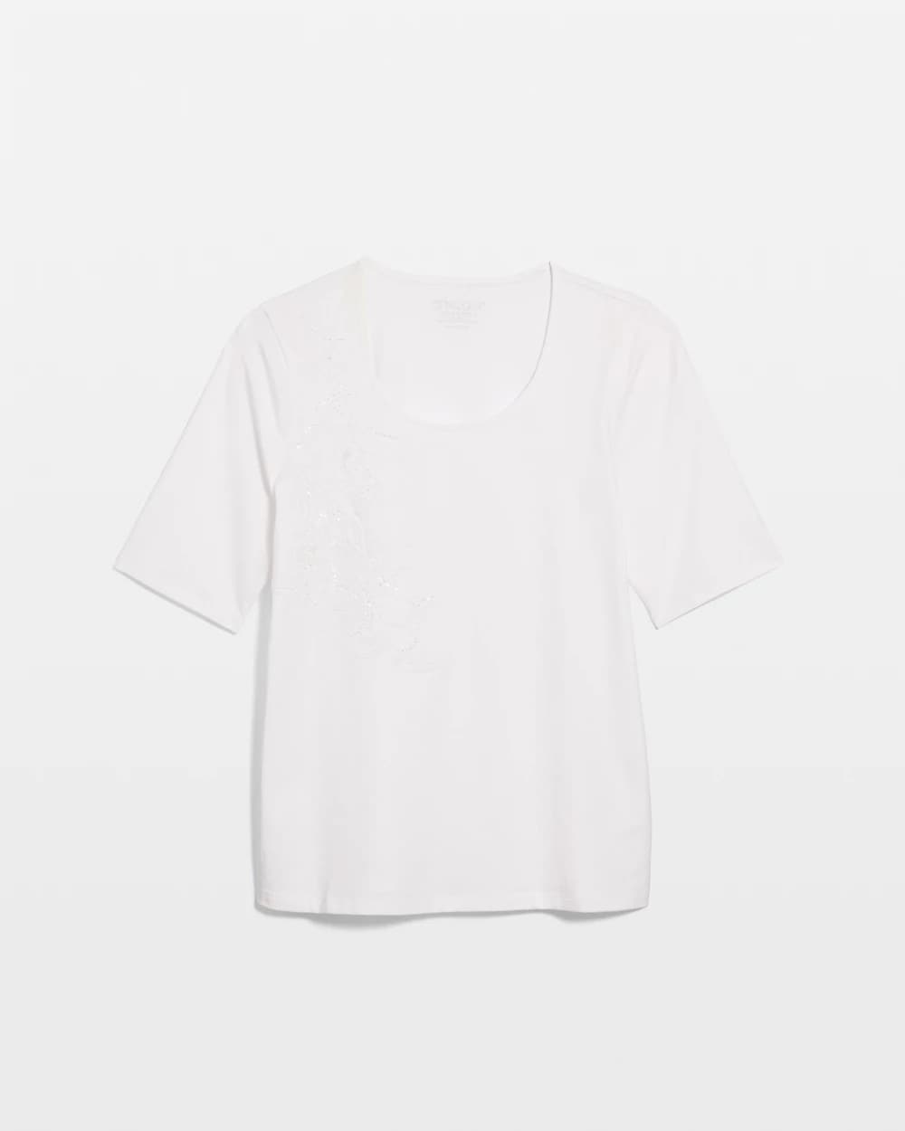 Chico's / Sequin Embroidered Floral Tee