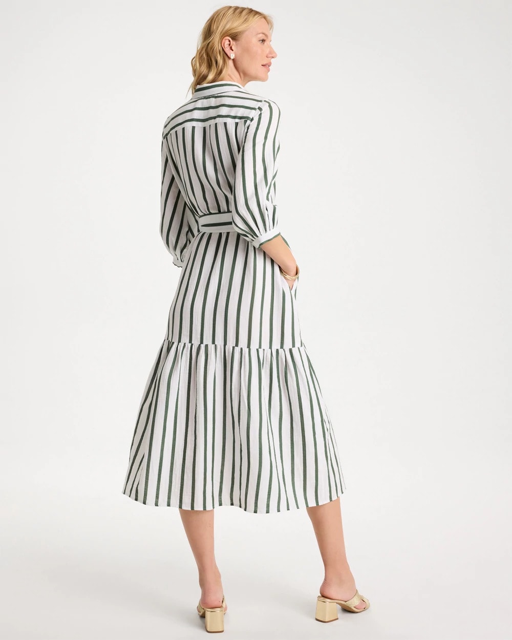 Chico's On Sale - Striped Cotton-Gauze Shirtdress