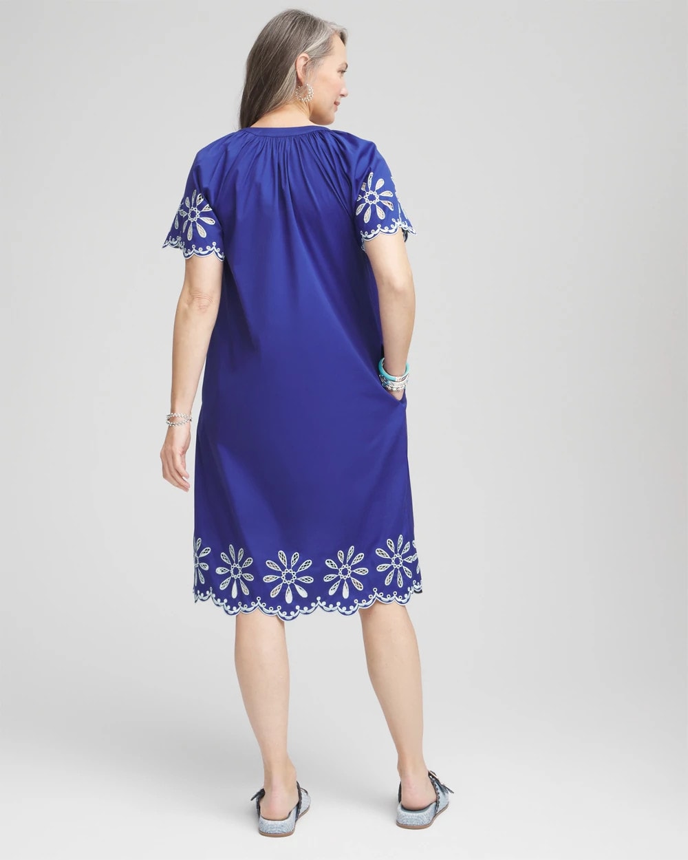 Chico's Outlet - Embroidered Poplin Popover Dress