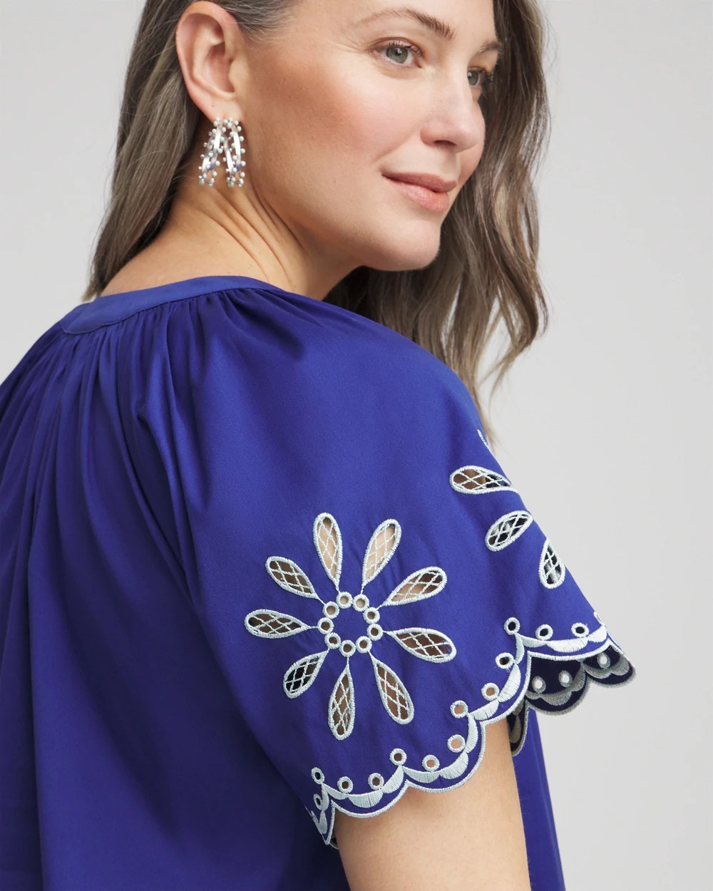 Chico's Outlet - Embroidered Poplin Popover Dress