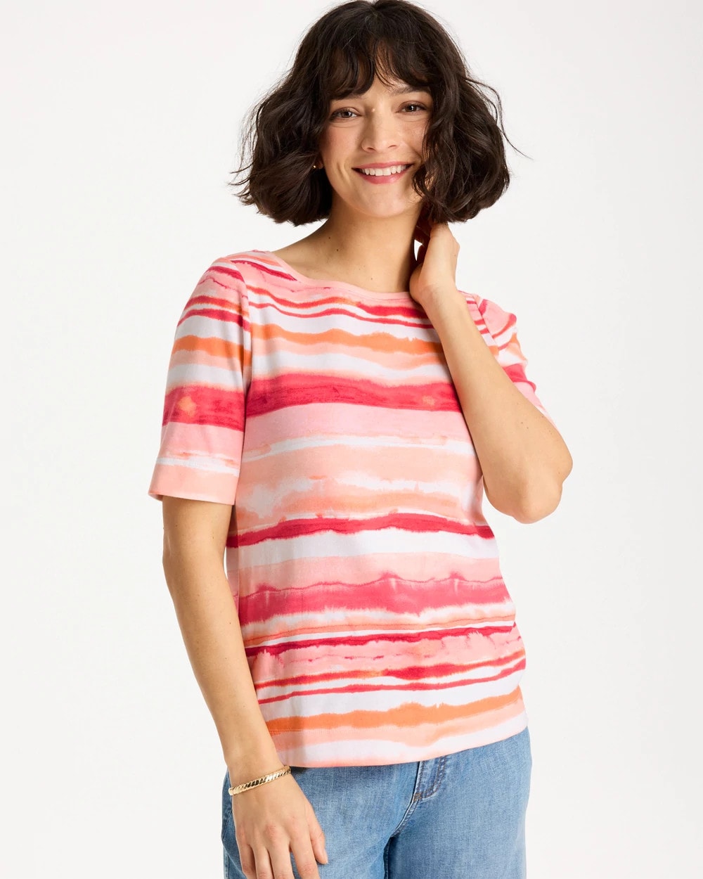 Chico's / Grotto Mist Pima Elbow Sleeve Tee