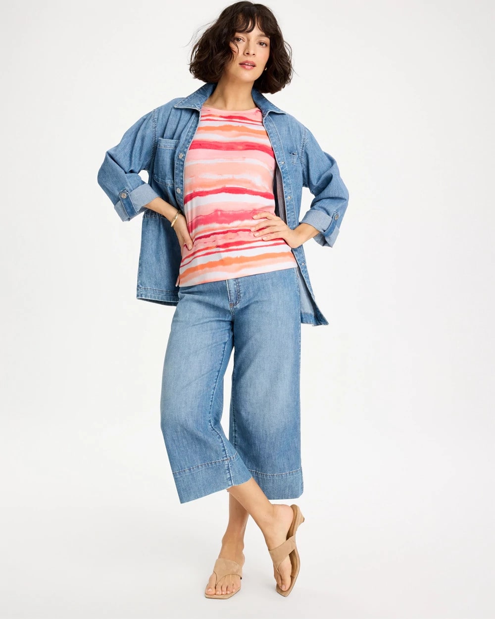 Chico's / Grotto Mist Pima Elbow Sleeve Tee