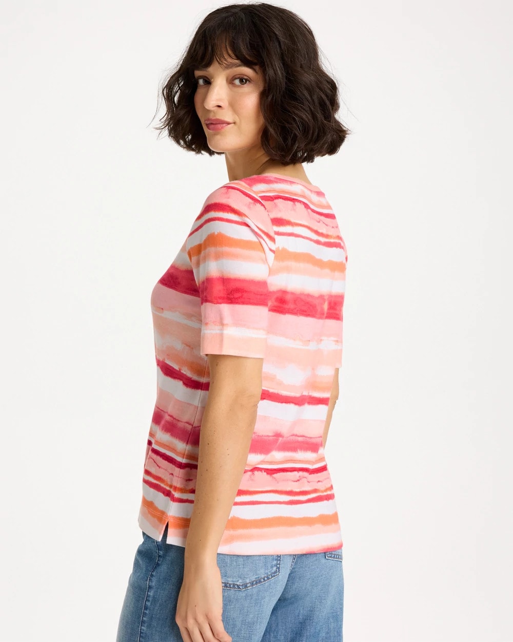 Chico's / Grotto Mist Pima Elbow Sleeve Tee
