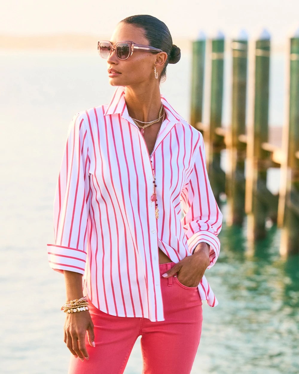 Chico's Discount - No Iron™ Stretch Striped Shirt