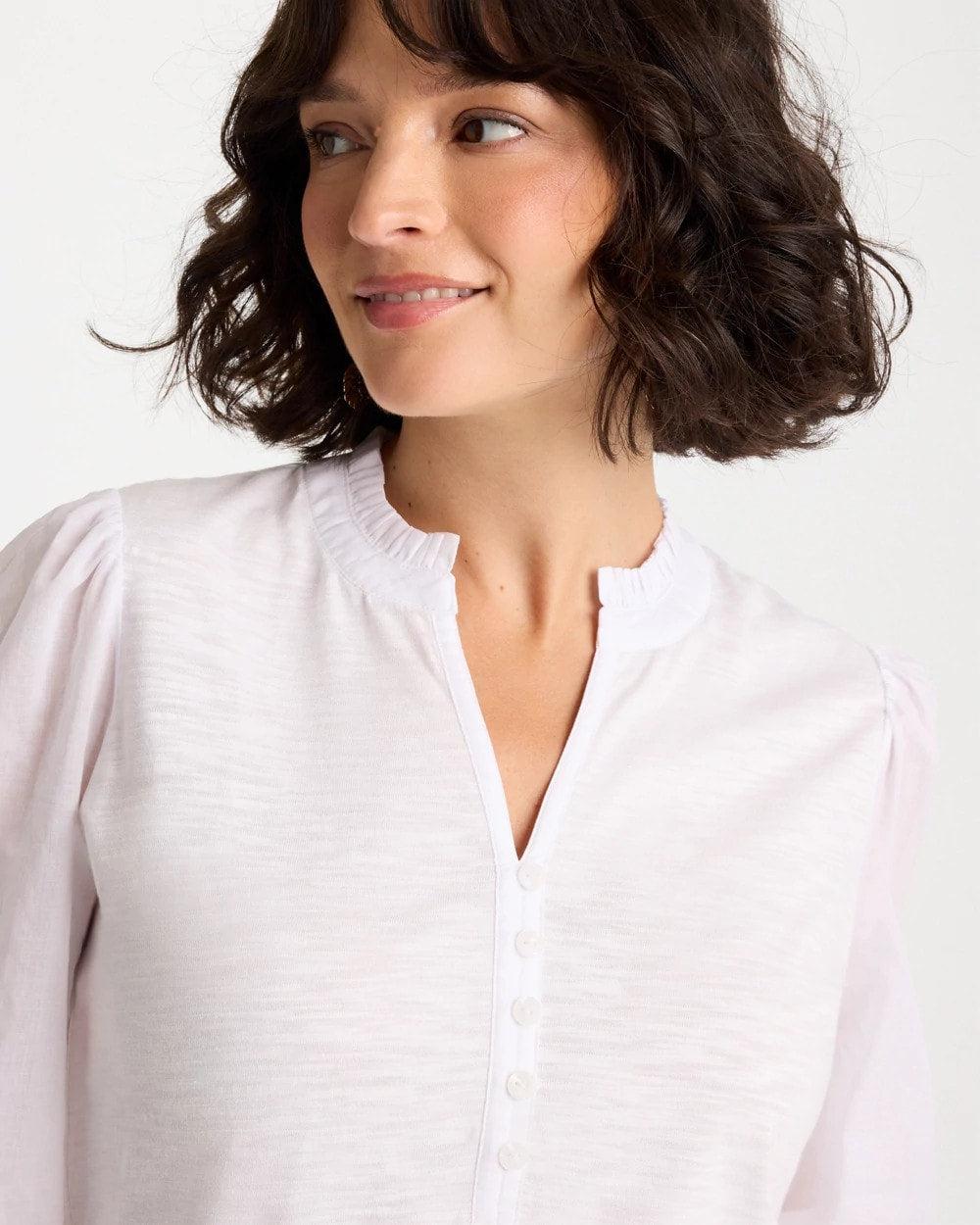 Chico's On Sale - Ruffled V-Neck 3/4 Sleeve Top