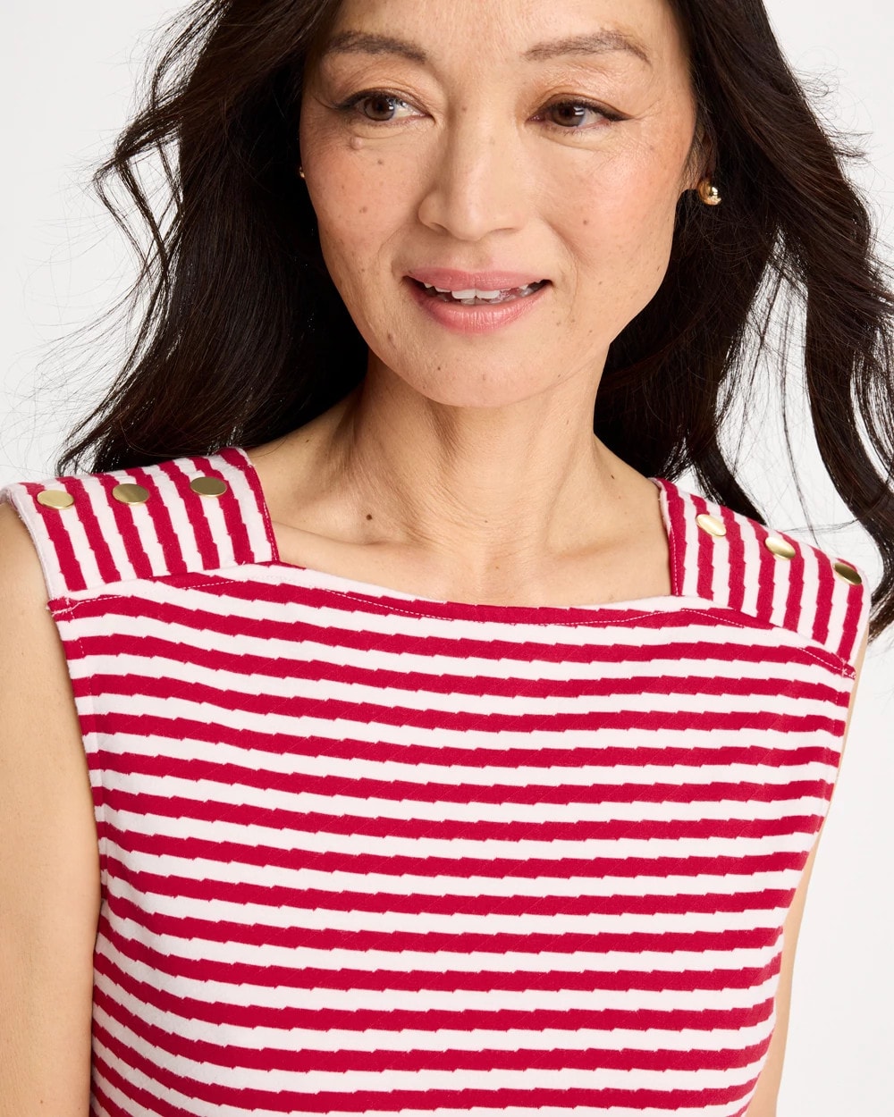 Chico's For Sale - Cotton Striped Button Tee