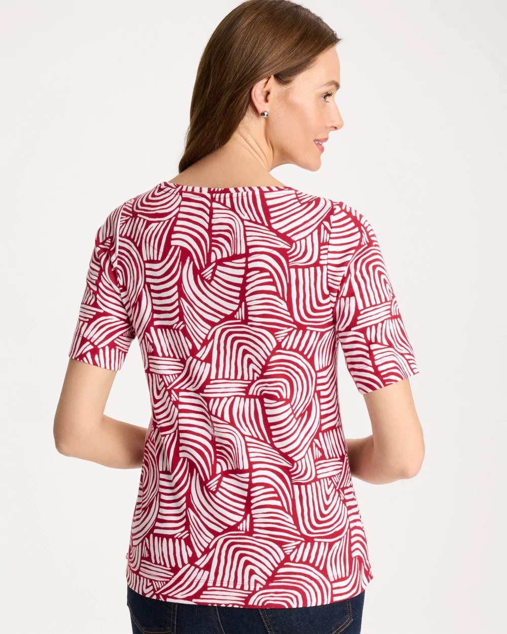 Chico's US - Geo Pima Elbow Sleeve Tee