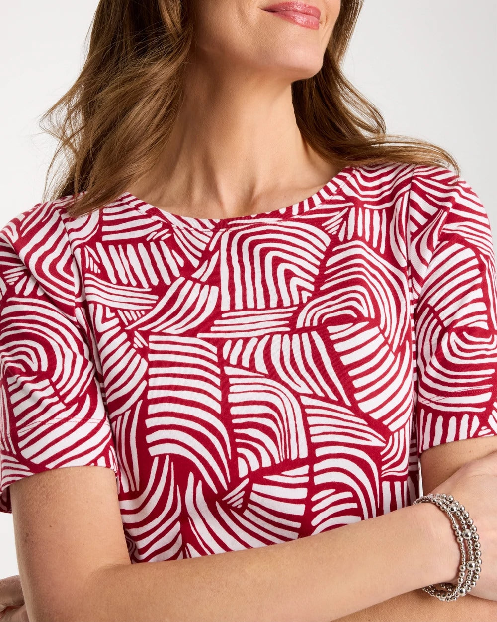Chico's US - Geo Pima Elbow Sleeve Tee