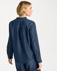 Chico's Discount - Tencel Denim Ruffled Popover Shirt