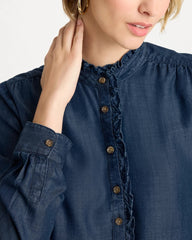 Chico's Discount - Tencel Denim Ruffled Popover Shirt