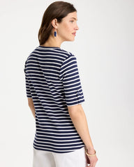 Chico's Sale - Pima Striped Elbow Sleeve Tee