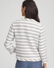 Chico's On Sale - Striped Tweed Collarless Box Jacket