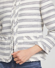 Chico's On Sale - Striped Tweed Collarless Box Jacket