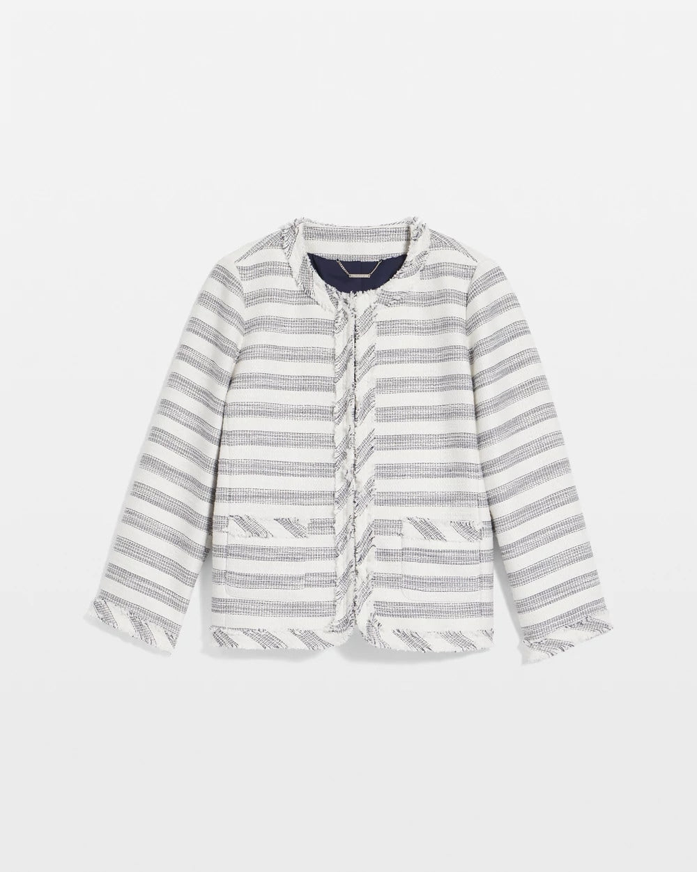 Chico's On Sale - Striped Tweed Collarless Box Jacket