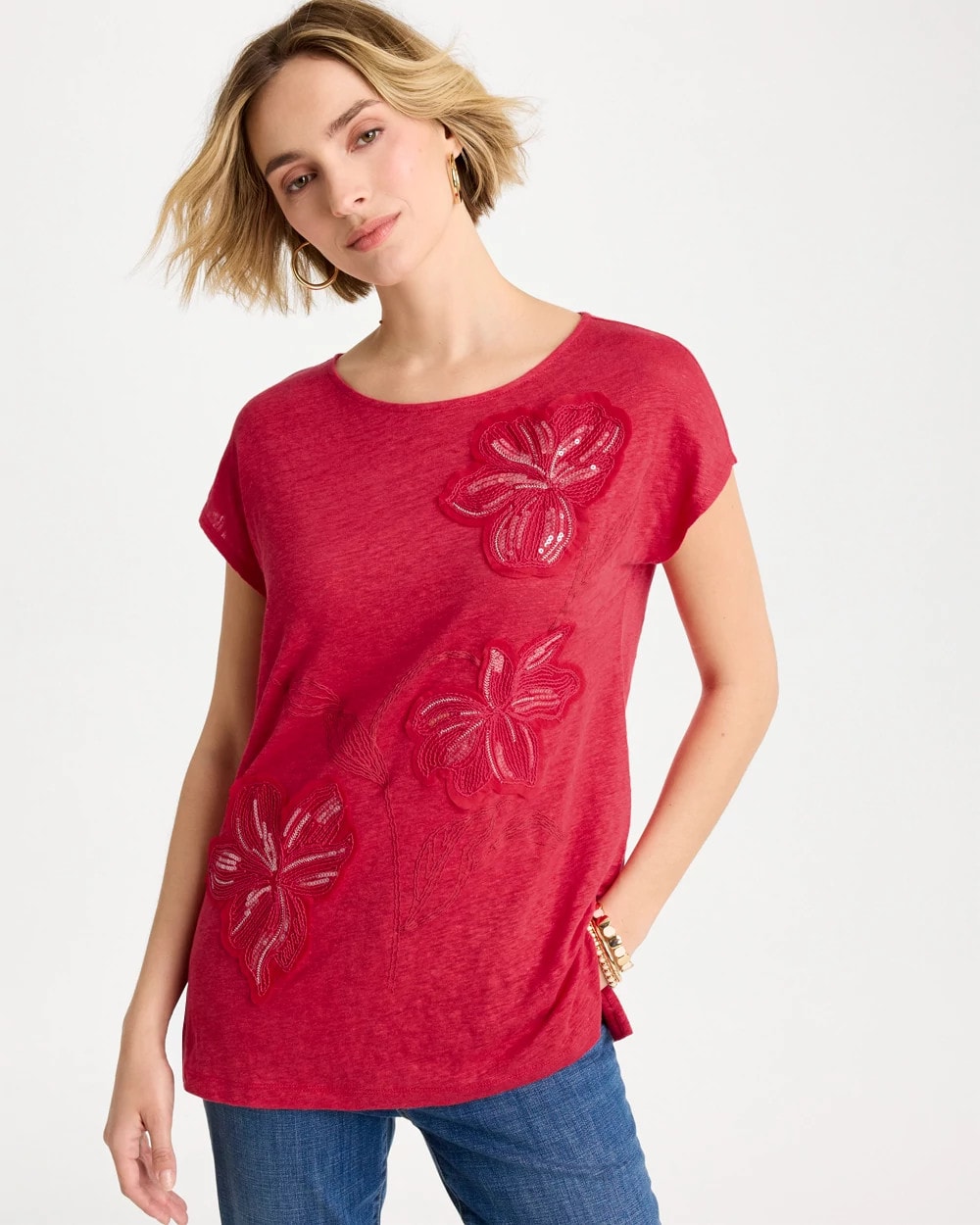 Chico's For Sale - Linen Embellished Sequin Tunic