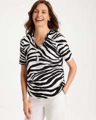 Chico's Sale - Wild Lines Cotton Slub V-Neck Tee