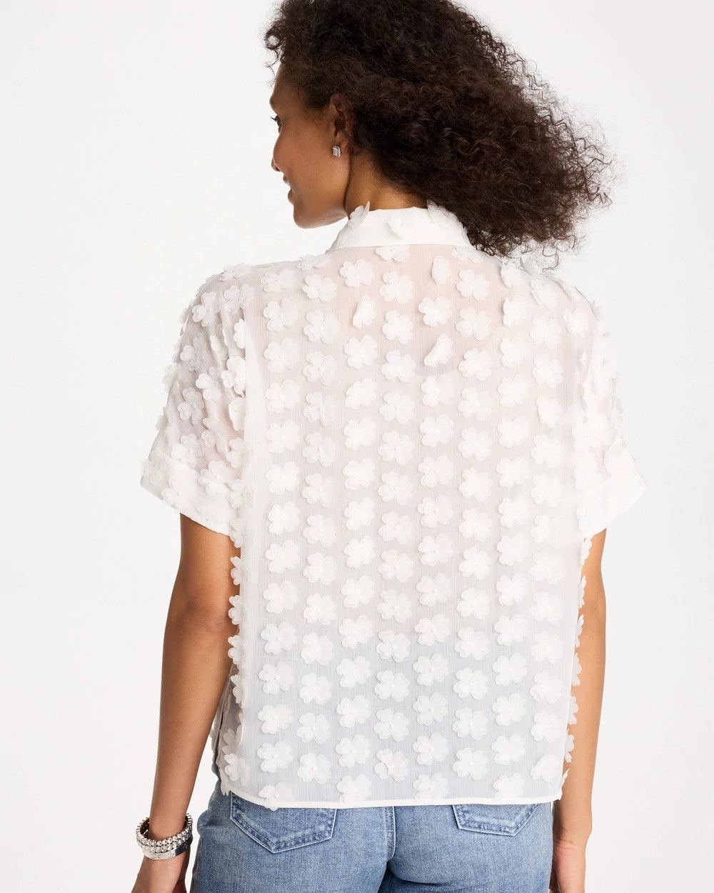 Chico's US - 3D Floral Chiffon Camp Shirt