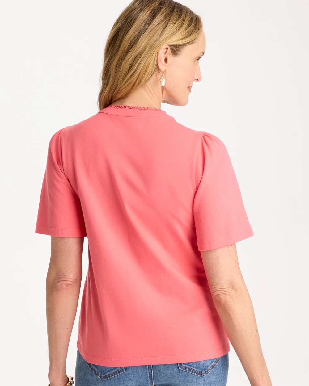 Chico's / Embroidered Button-Front Tee