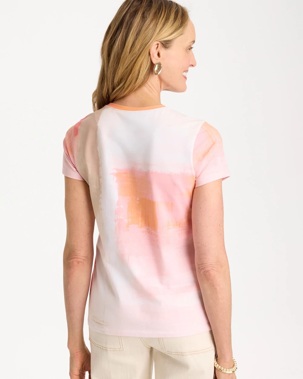 Chico's For Sale - Cotton Stretch Watercolor Cap Sleeve Tee