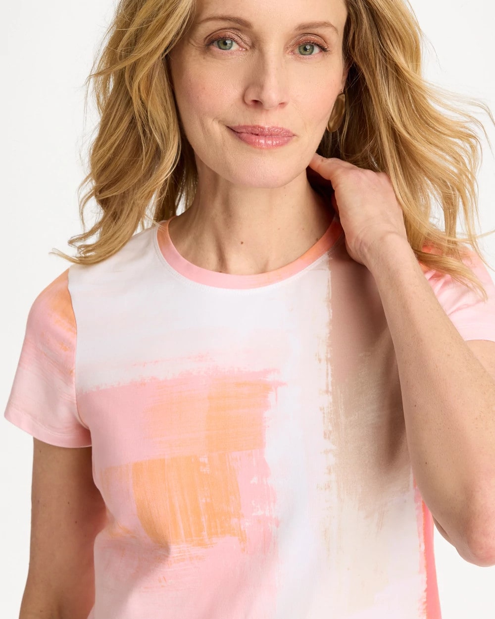 Chico's For Sale - Cotton Stretch Watercolor Cap Sleeve Tee