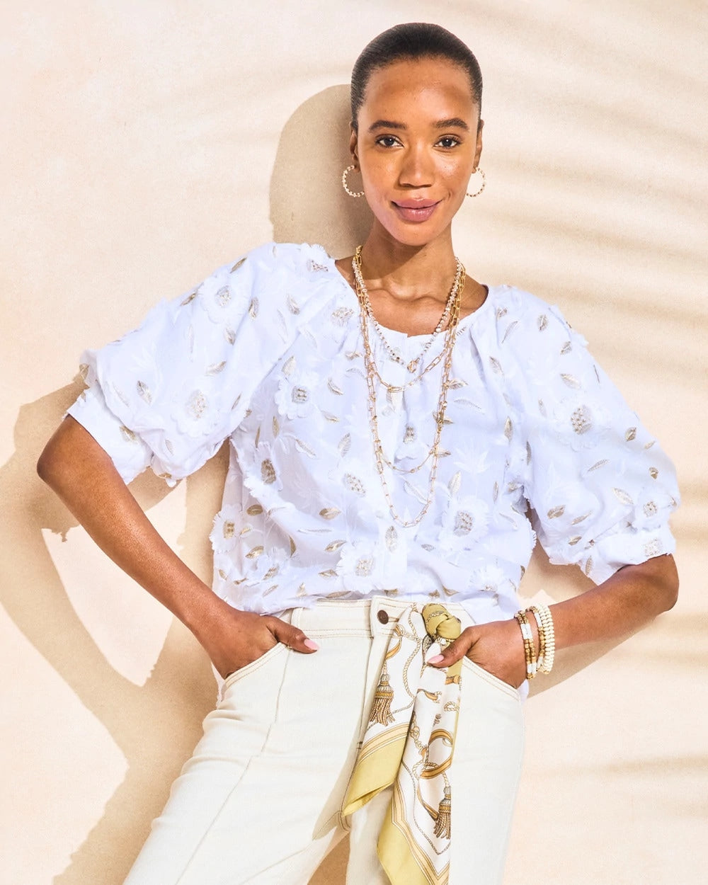 Chico's Online - Cotton Metallic Applique Embroidered Top