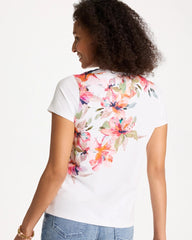 Chico's / Cotton Stretch Ethereal Floral Cap Sleeve Tee