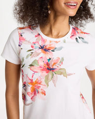 Chico's / Cotton Stretch Ethereal Floral Cap Sleeve Tee