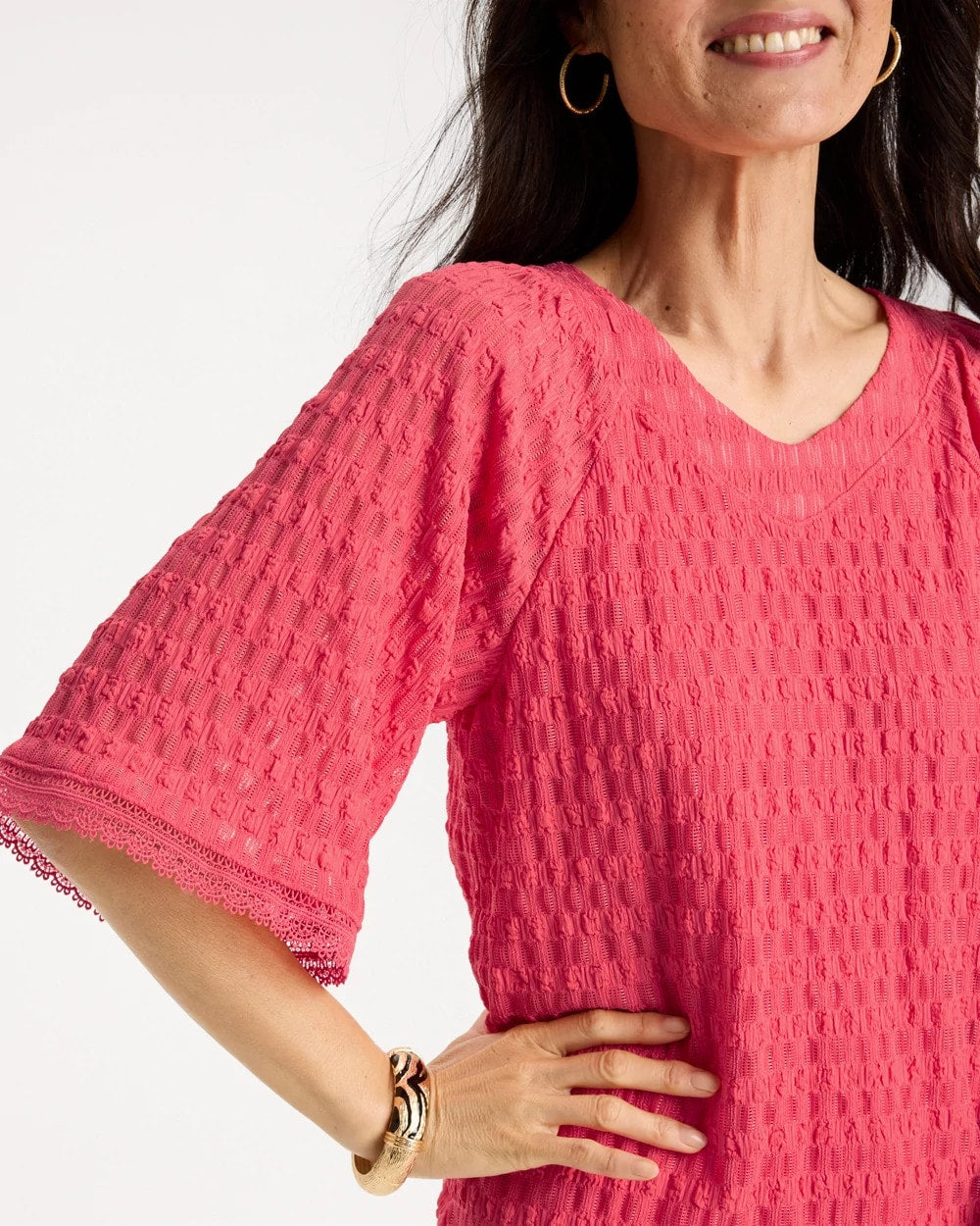 Chico's On Sale - Crinkle Lace Knit Raglan Tee