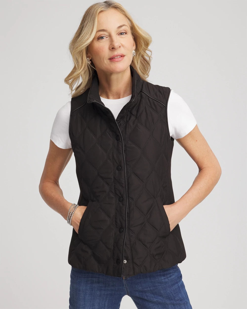 Chico's US - Rib Trim Quilted Vest