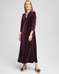 Chico's / V-Neck Velour Midi Dress