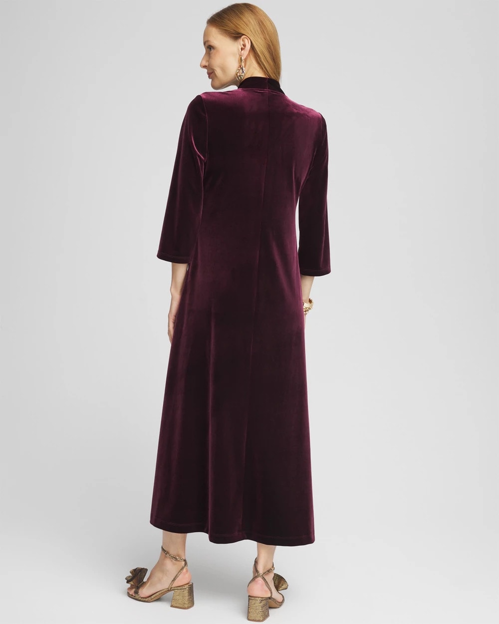Chico's / V-Neck Velour Midi Dress