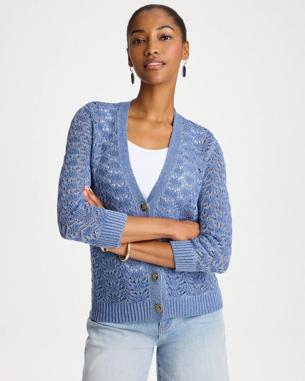 Chico's For Sale - Crochet Knit Pointelle Cardigan