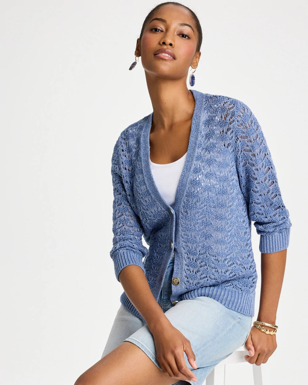 Chico's For Sale - Crochet Knit Pointelle Cardigan