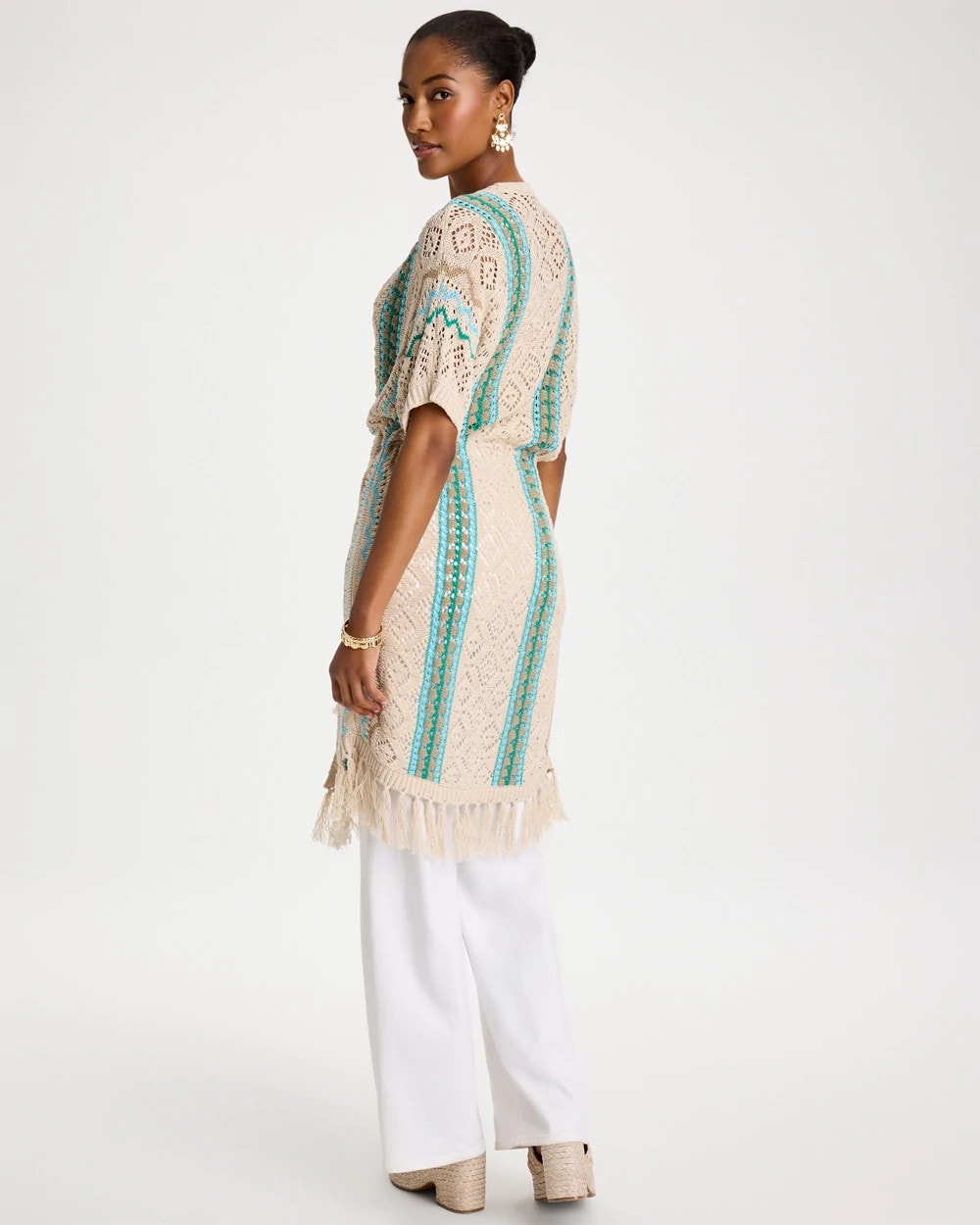 Chico's Outlet - Rainbow Crochet Pointelle Vest