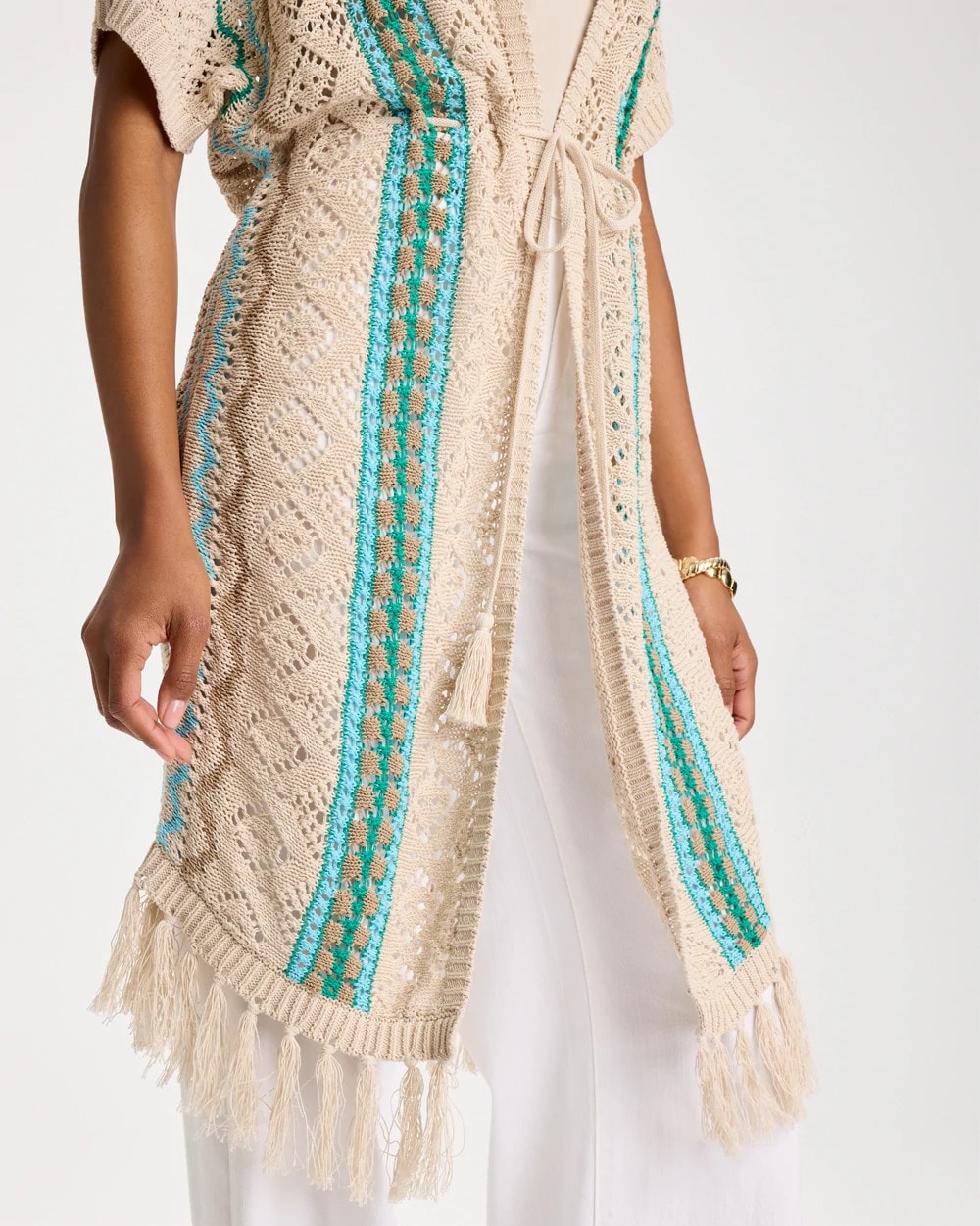 Chico's Outlet - Rainbow Crochet Pointelle Vest