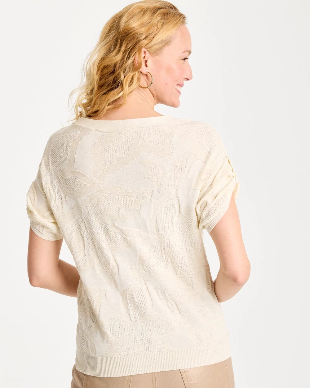 Chico's / Floral Jacquard Dolman Pullover Sweater
