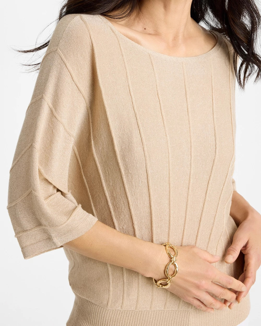 Chico's Discount - Metallic Pleated Dolman Pullover Sweater