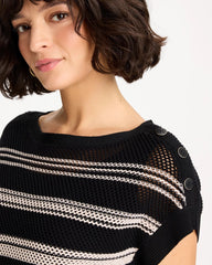 Chico's Outlet - Striped Mesh Stitch Pullover Sweater