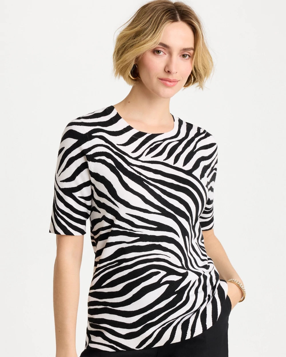 Chico's Online - Ella Zebra Crewneck Pullover Sweater