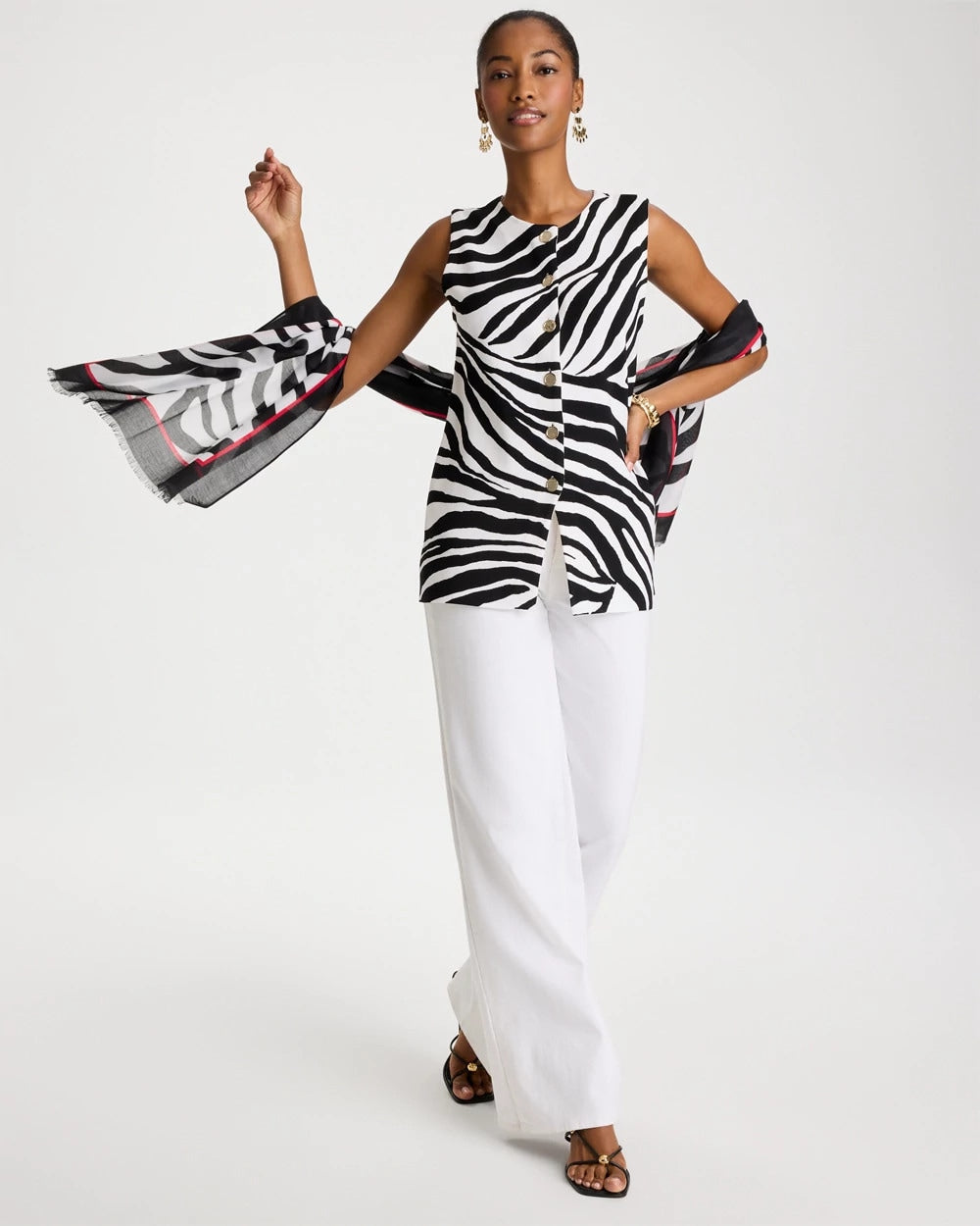 Chico's / Zebra Refined Crewneck Sweater Vest