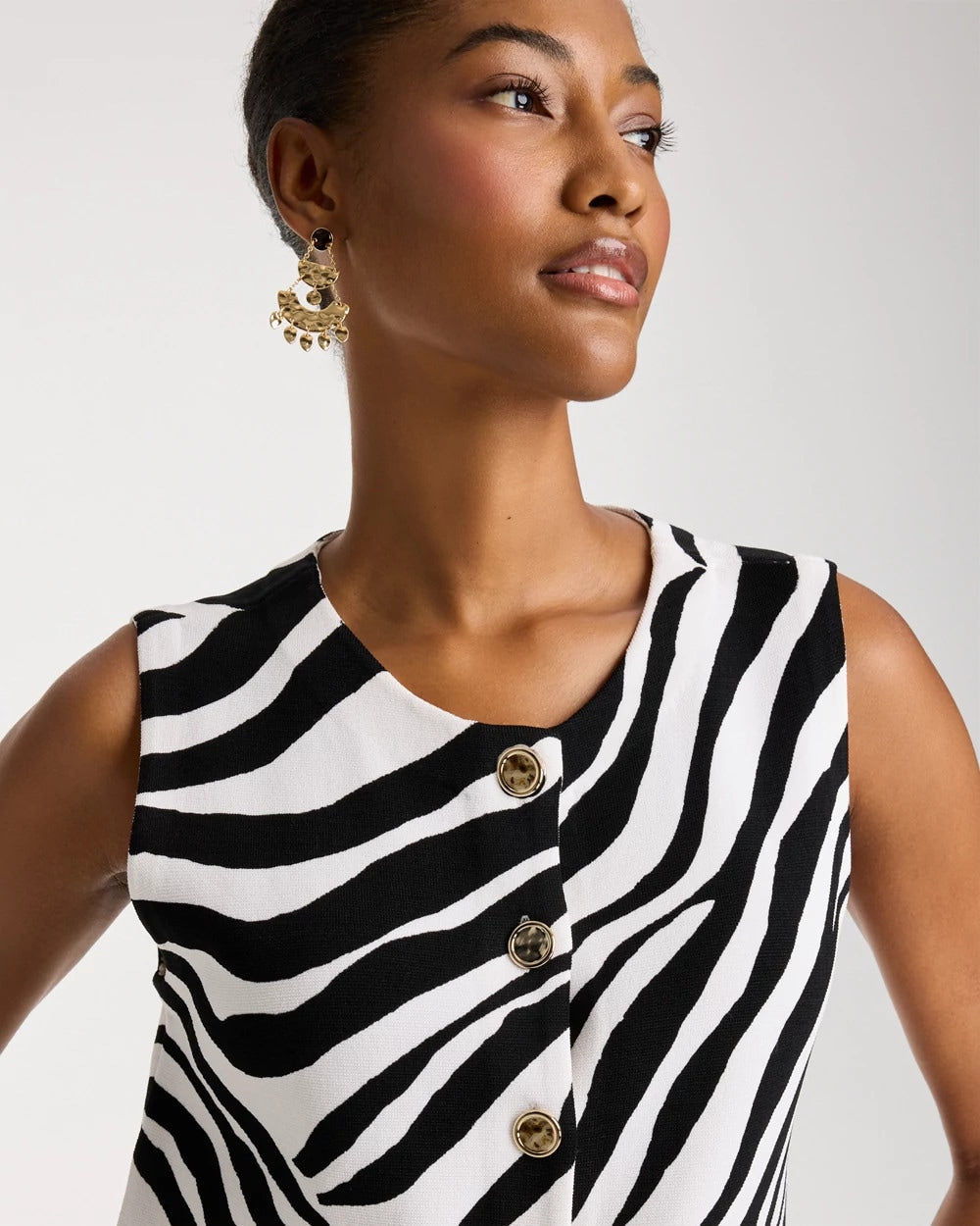 Chico's / Zebra Refined Crewneck Sweater Vest