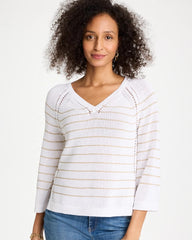 Chico's Discount - Metallic Striped Pullover Sweater