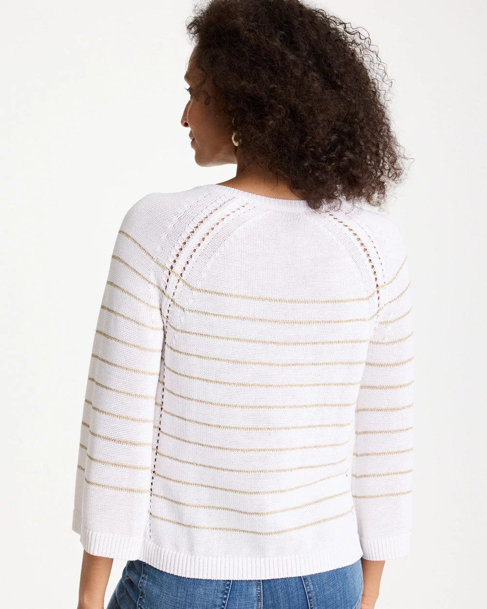 Chico's Discount - Metallic Striped Pullover Sweater