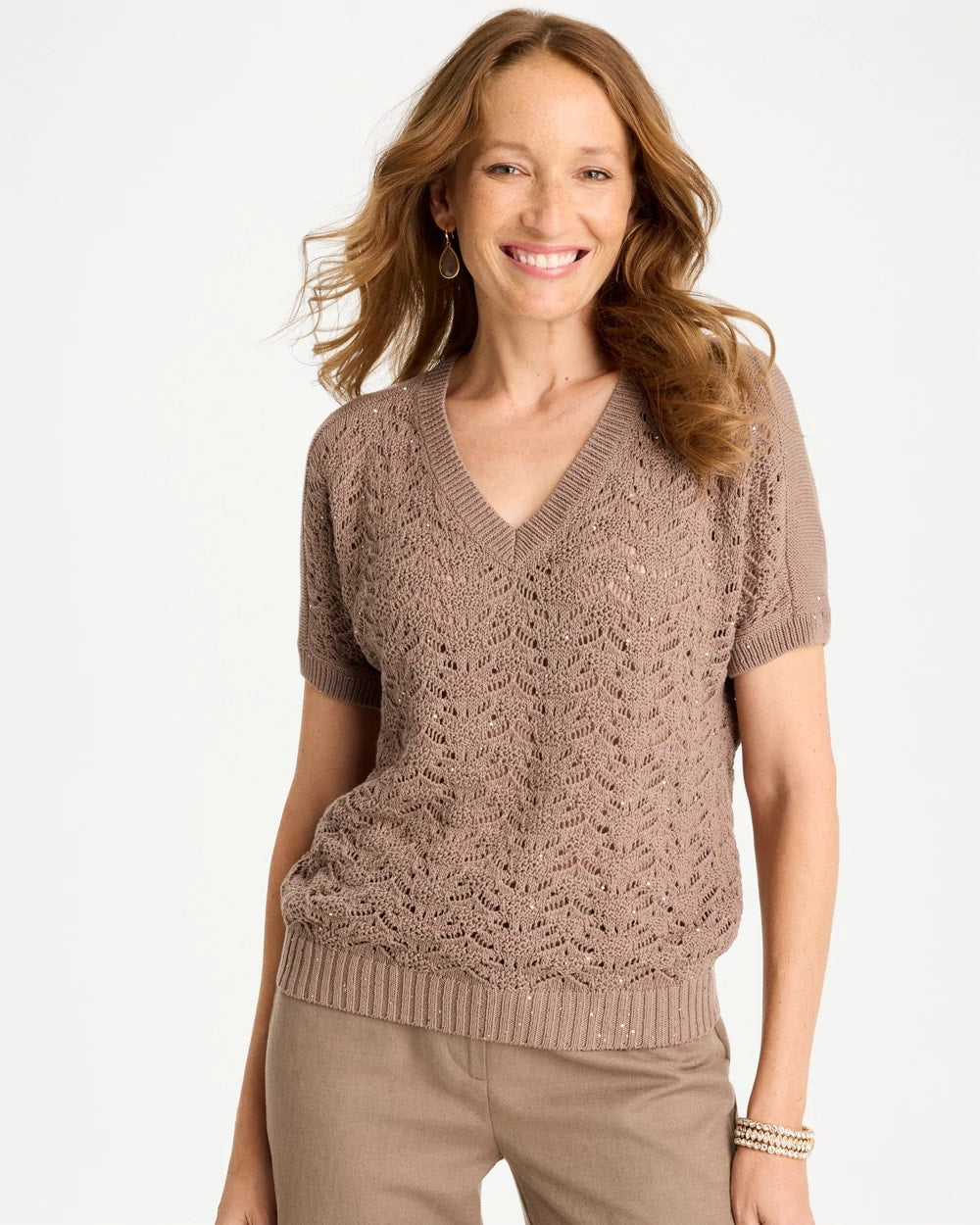 Chico's Sale - Sequin Pointelle Pullover