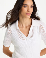 Chico's On Sale - Sequin Pointelle Pullover Polo Sweater