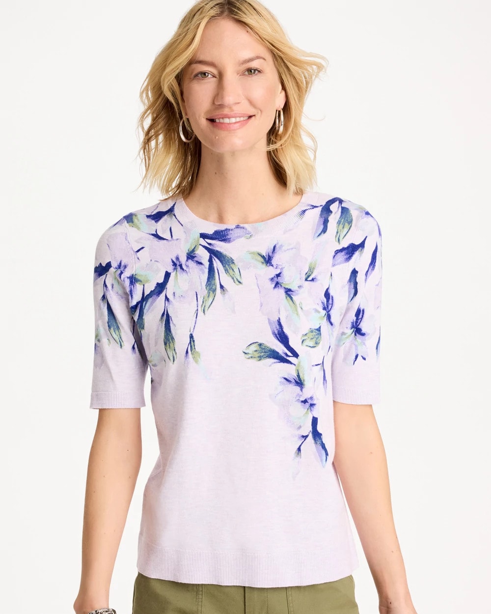 Chico's For Sale - Ella Short-Sleeve Orchid Sweater