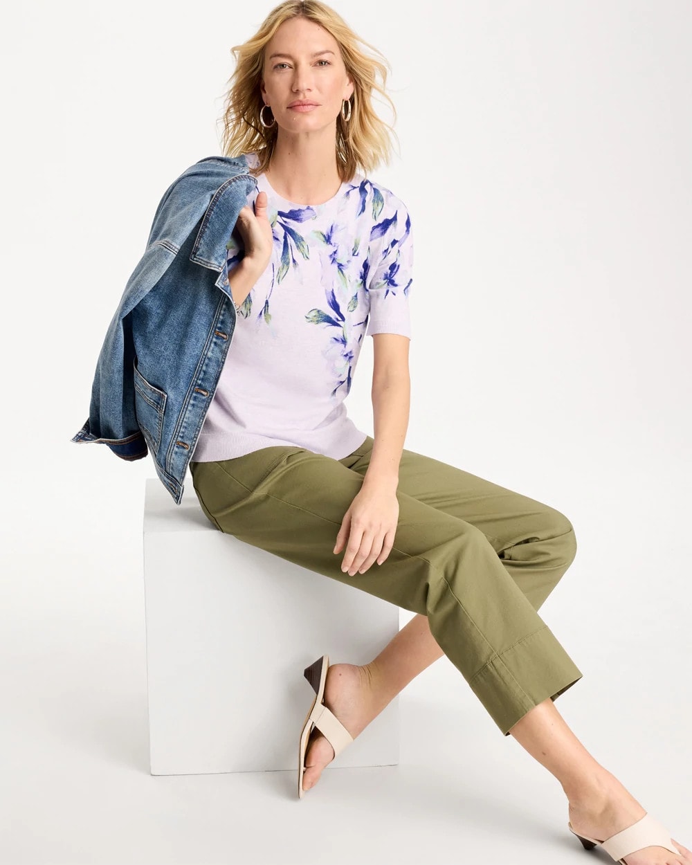 Chico's For Sale - Ella Short-Sleeve Orchid Sweater