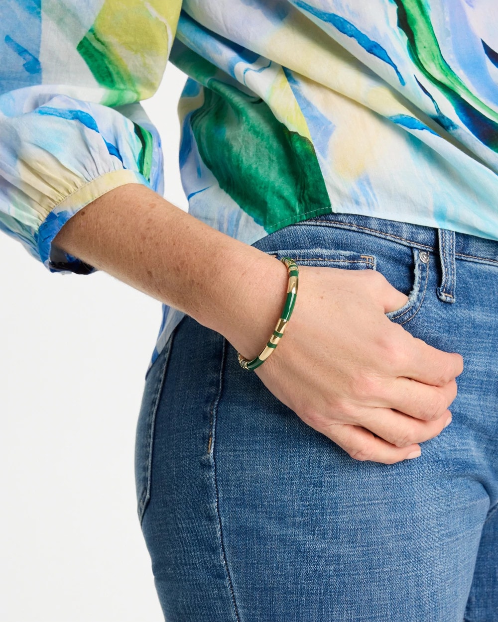 Chico's / Green Enamel Hinge Bangle